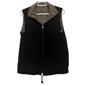 Reversible Vest Women's Black Side/Animal Print Side with Pockets Size Unknown
